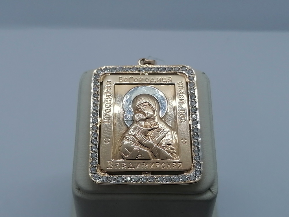 ПИ-249 к_au ПОДВЕСКА ИКОНА с камнями (Au 585)