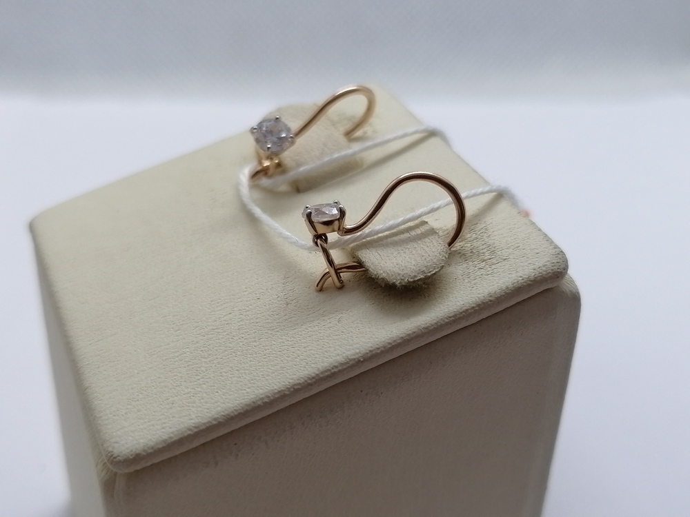 СКМ585 СЕРЬГИ С КАМНЕМ (Au 585)