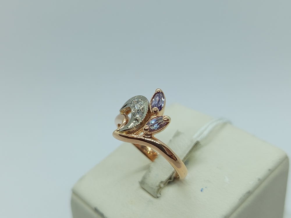 КОЛЬЦО С КАМНЯМИ (Au 585)