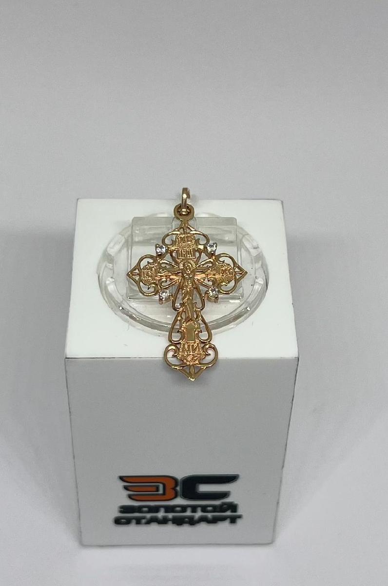 ПОДККИ585 ПОДВЕСКА КРЕСТ С КАМНЯМИ (Au 585)