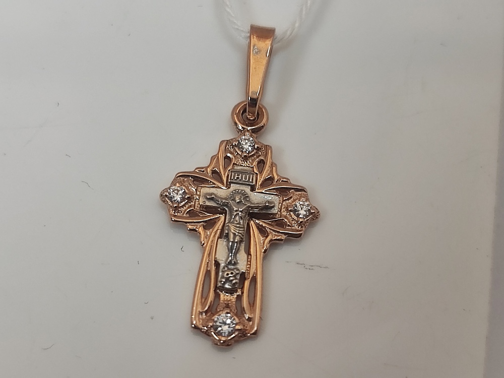 ПОДВЕСКА КРЕСТ С КАМНЯМИ (Au 585)