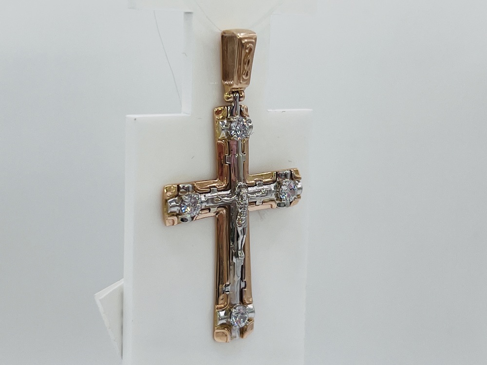 ПОДВЕСКА КРЕСТ с камнями (Au 585)