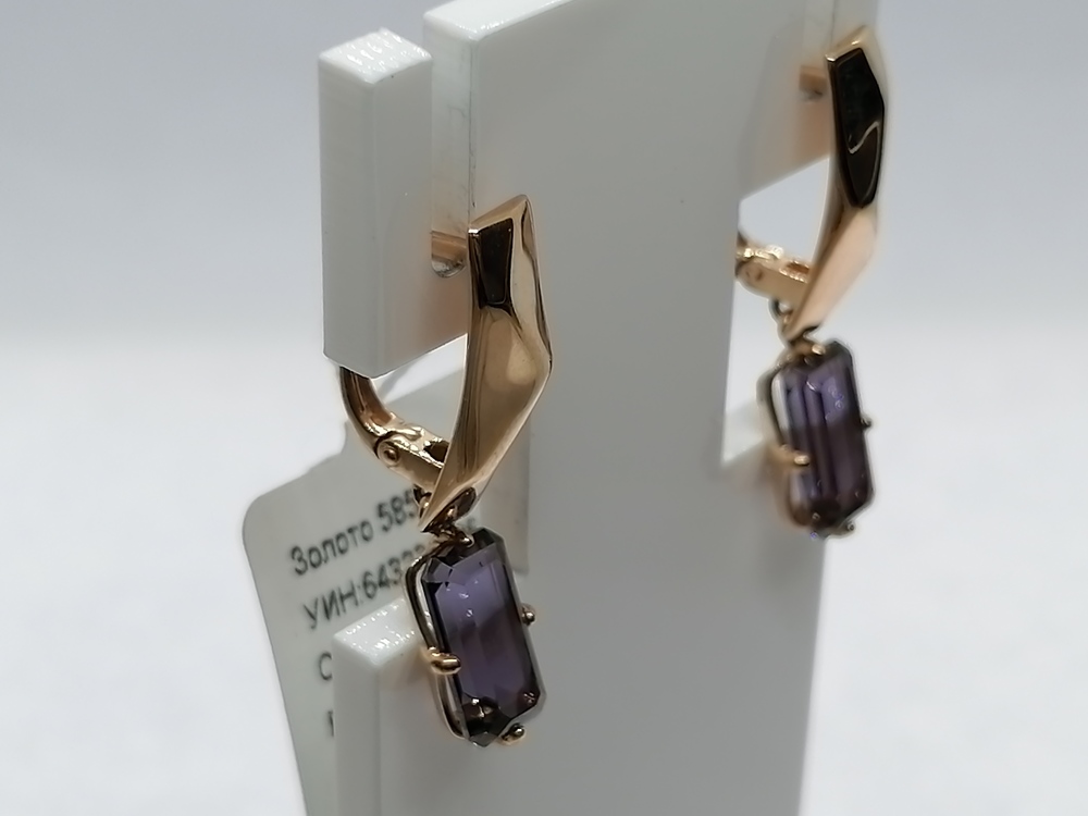 21804136 СЕРЬГИ С КАМНЕМ (Au 585)