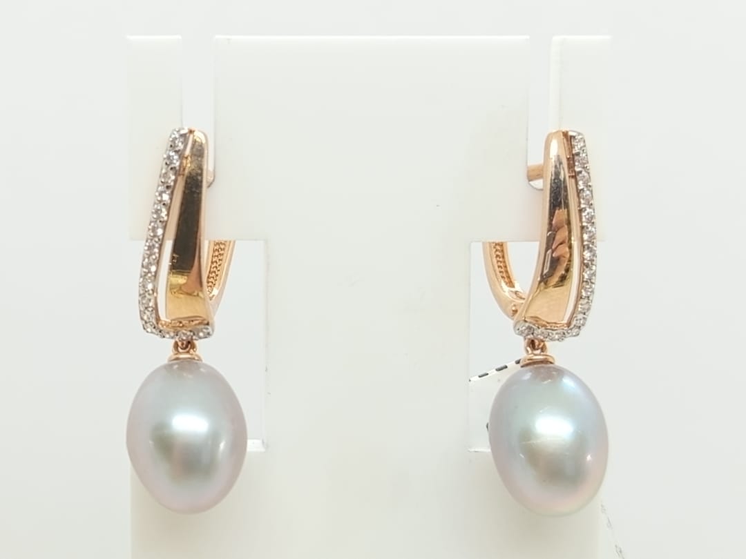 СЕРЬГИ ЖЕМЧУГ с камнями (Au 585)