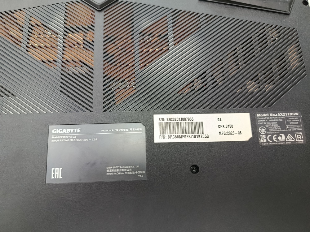 Ноутбук Gigabite; Core i5-12500H, GeForce RTX 4050, 16 Гб, 500 Гб, Нет