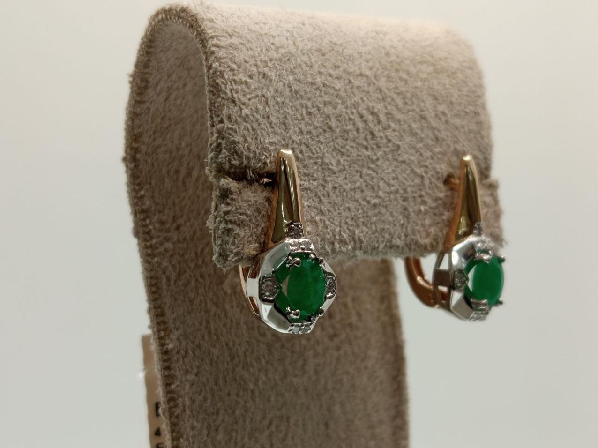 СЕРЬГИ Бриллиант, изумруд (Au 585)