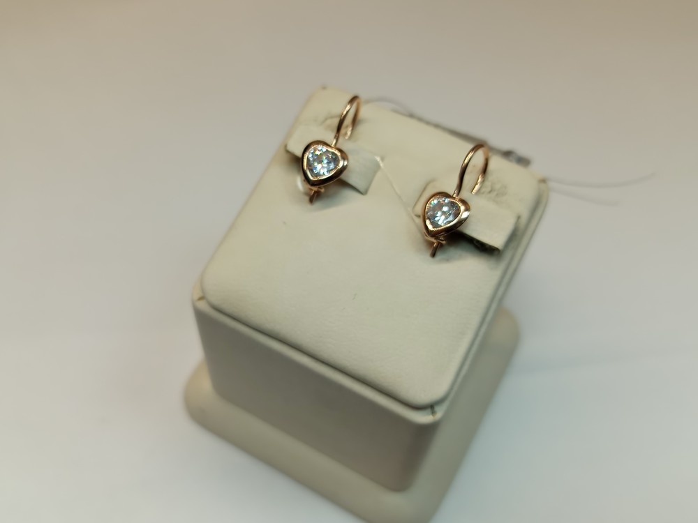 СЕРЬГИ ПЕТЕЛЬКА с камнем (Au 585)