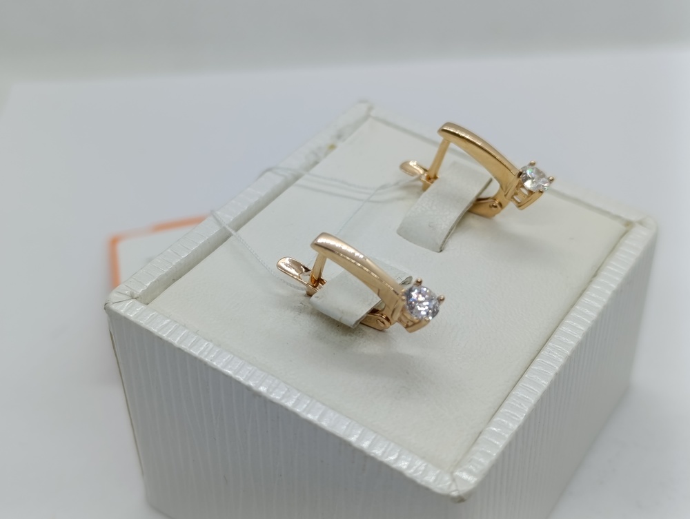 СКМ585 СЕРЬГИ С КАМНЕМ (Au 585)