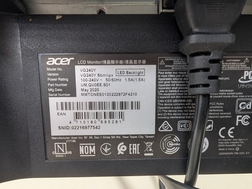 Монитор Acer VG240YSbmiipx