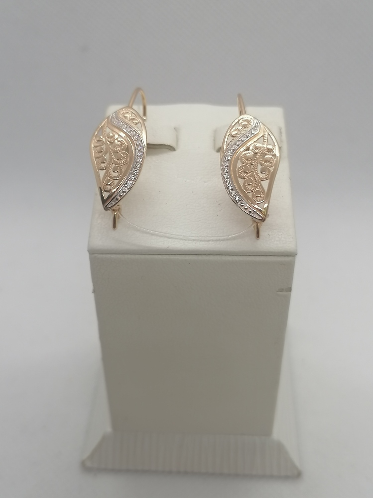 20715 СЕРЬГИ ПЕТЕЛЬКА с камнями (Au 585)