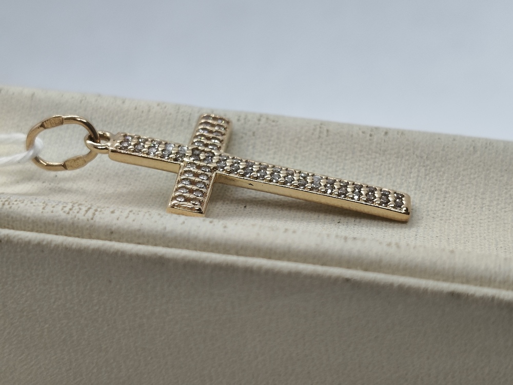 ПОДККИ585 ПОДВЕСКА КРЕСТ С КАМНЯМИ (Au 585)