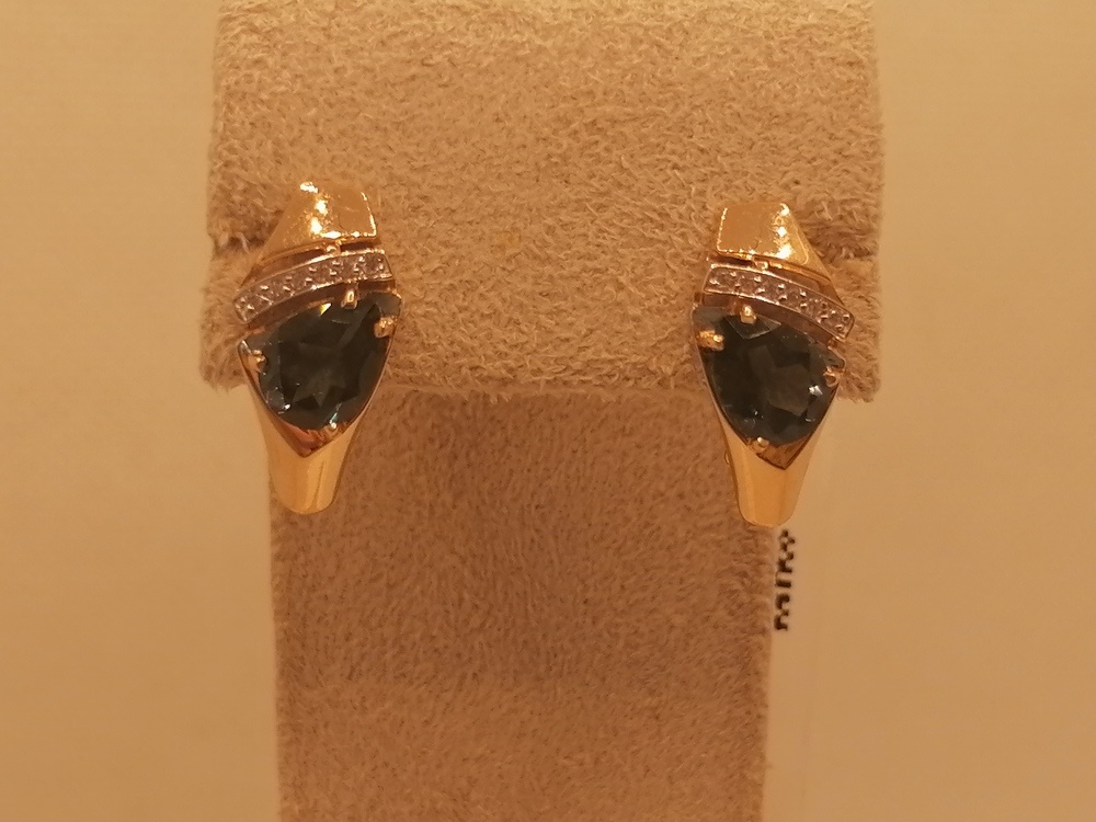 СЕРЬГИ ЛОНДОН-ТОПАЗ с камнями (Au 585)