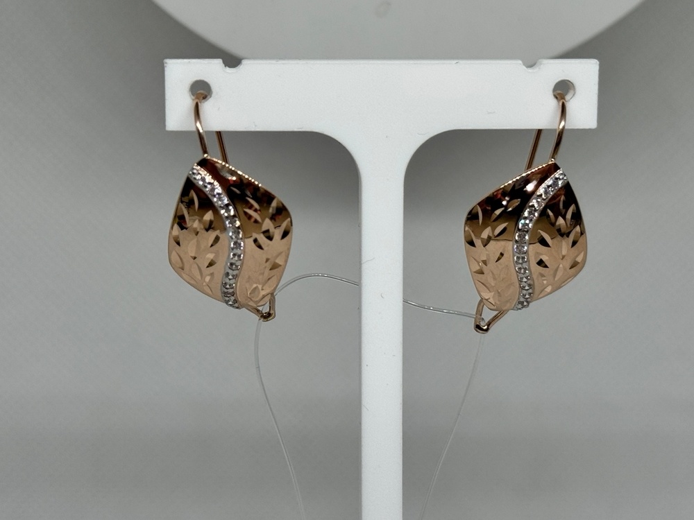 СЕРЬГИ ПЕТЕЛЬКА с камнями (Au 585)