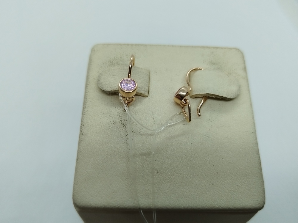 СЕРЬГИ ПЕТЕЛЬКА с камнем (Au 585)