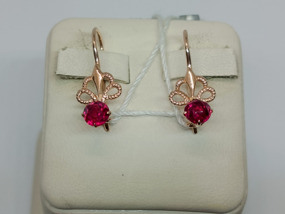 СКМ583 СЕРЬГИ С КАМНЕМ (Au 583)