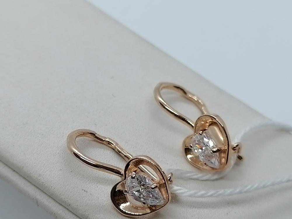 СКМ585 СЕРЬГИ С КАМНЕМ (Au 585)