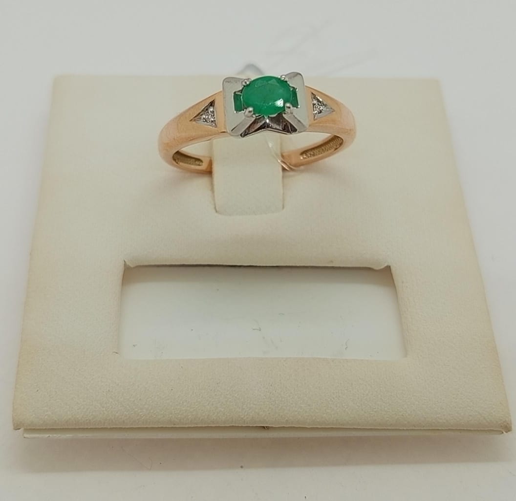 КОЛЬЦО Бриллиант, изумруд (Au 585)