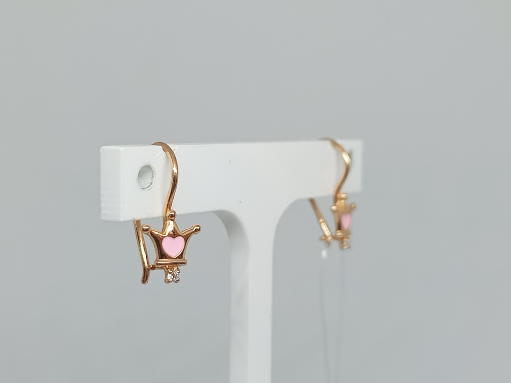 СЕРЬГИ ПЕТЕЛЬКА с камнем (Au 585)