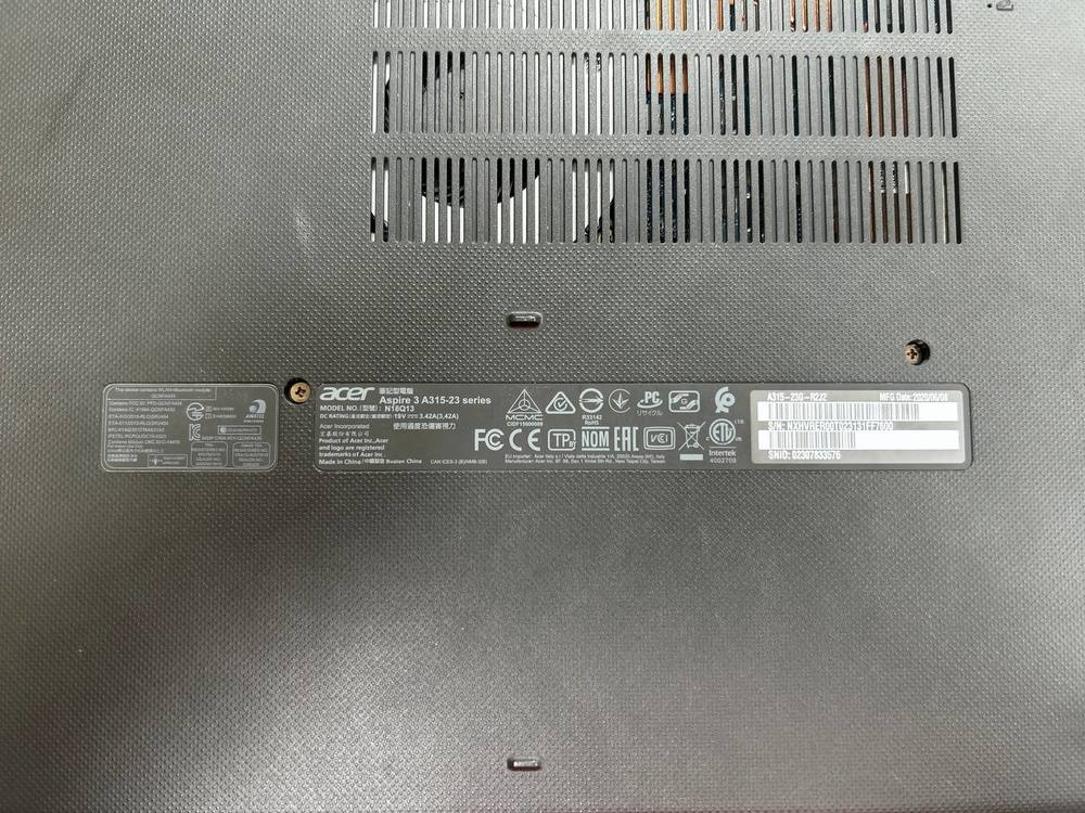 Ноутбук Acer; Ryzen 5 3500U, Radeon Vega 8, 12 Гб, 120 Гб, Нет