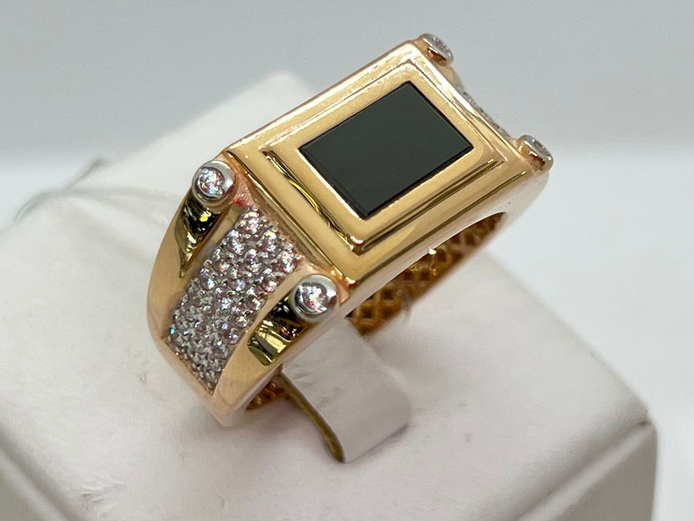 КОЛЬЦО ПЕЧАТКА с камнями (Au 585)