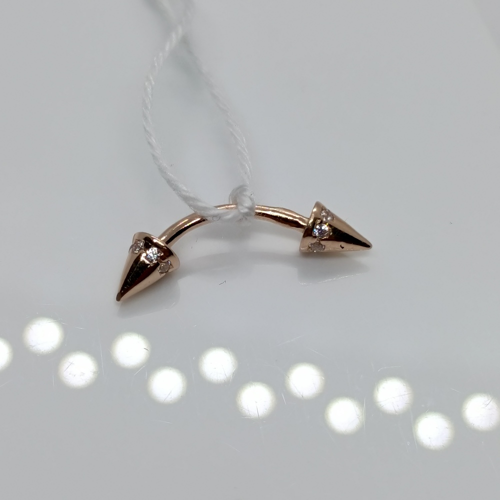 ПИРСИНГ В БРОВЬ С КАМНЯМИ (Au 585)