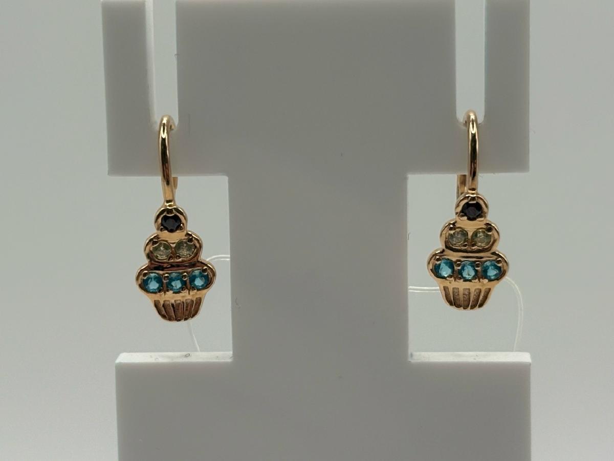 СЕРЬГИ ПЕТЕЛЬКА с камнями (Au 585)