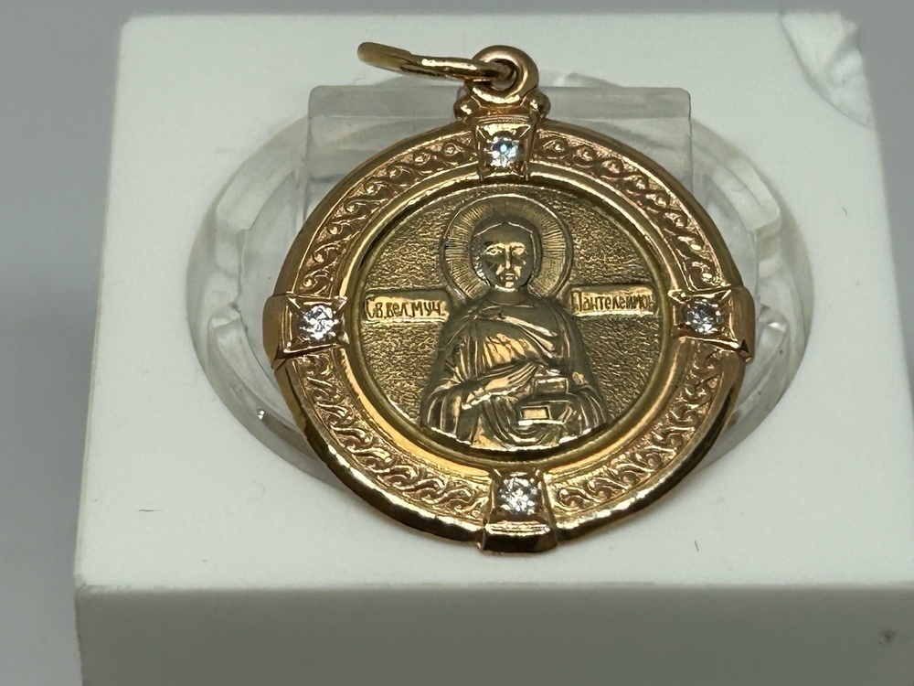 ПОДИКИ585 ПОДВЕСКА ИКОНА С КАМНЯМИ (Au 585)