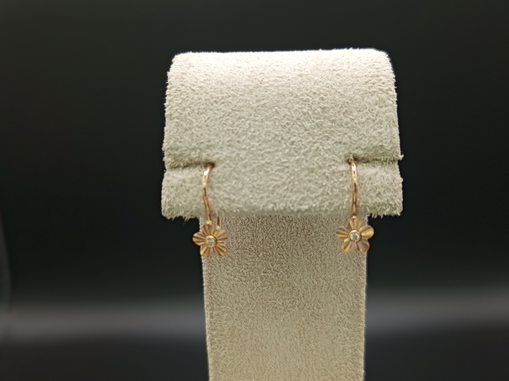 СЕРЬГИ ПЕТЕЛЬКА с камнем (Au 585)