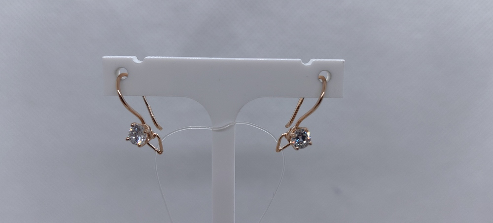 002295-1100 СЕРЬГИ ПЕТЕЛЬКА с камнем (Au 585)