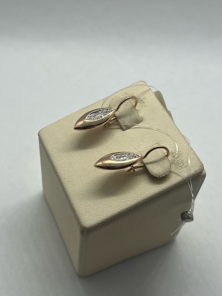 СЕРЬГИ ПЕТЕЛЬКА с камнями (Au 585) СЕРЬГИ ПЕТЕЛЬКА с камнями (Au 585)