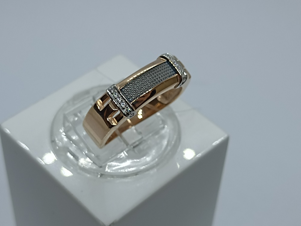 1102397 КОЛЬЦО ПЕЧАТКА с камнями (Au 585)