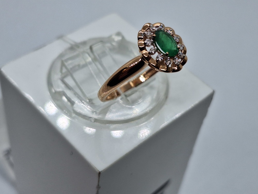 КОЛЬЦО Бриллиант, изумруд (Au 585)