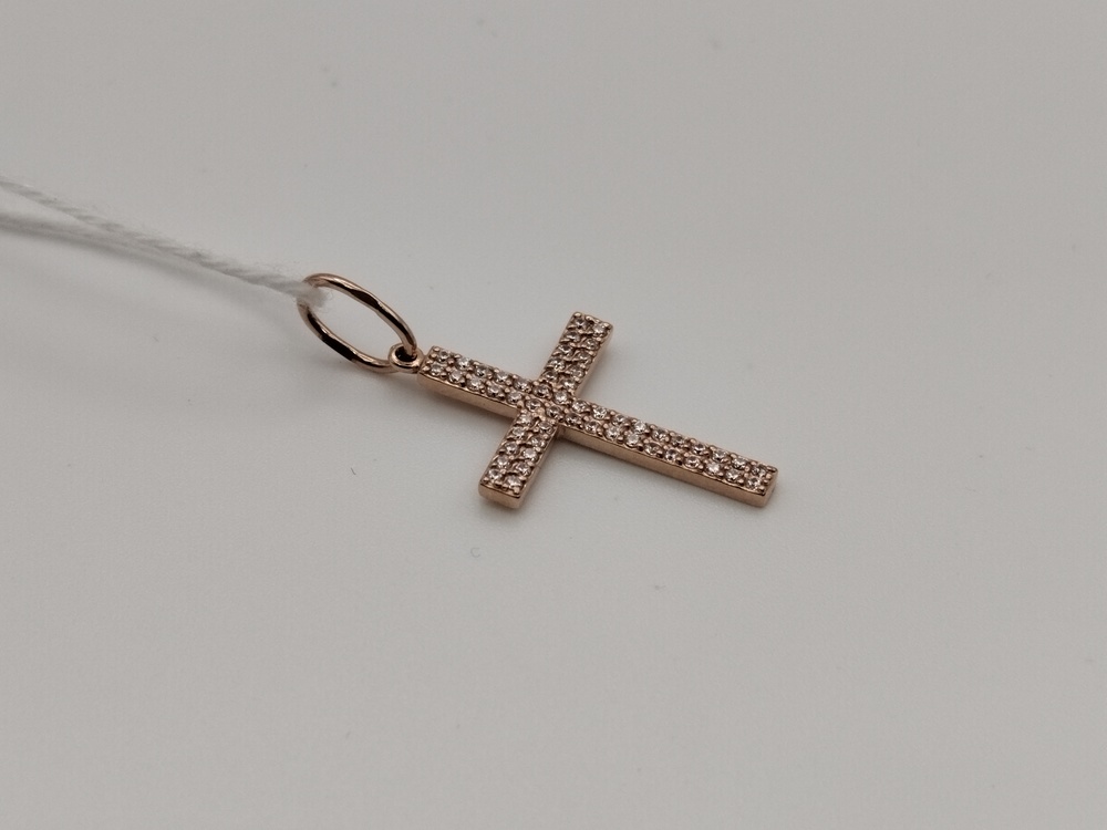 ПОДККИ585 ПОДВЕСКА КРЕСТ С КАМНЯМИ (Au 585)