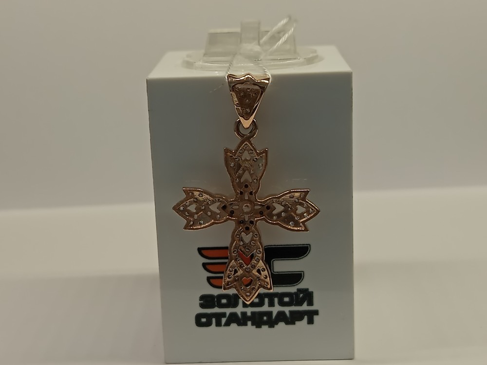 ПОДККИ585 ПОДВЕСКА КРЕСТ С КАМНЯМИ (Au 585)