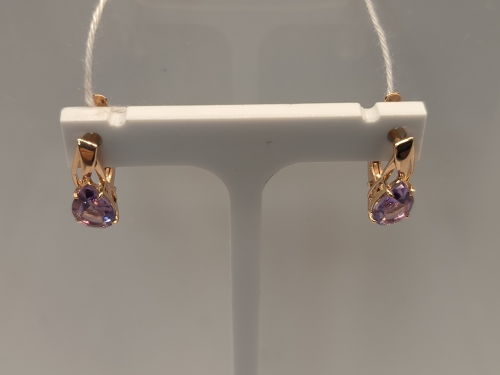 СКМ585 СЕРЬГИ С КАМНЕМ (Au 585)