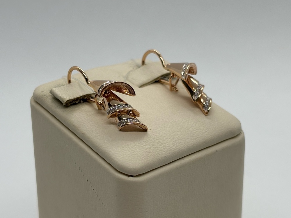 СЕРЬГИ ПЕТЕЛЬКА с камнями (Au 585)