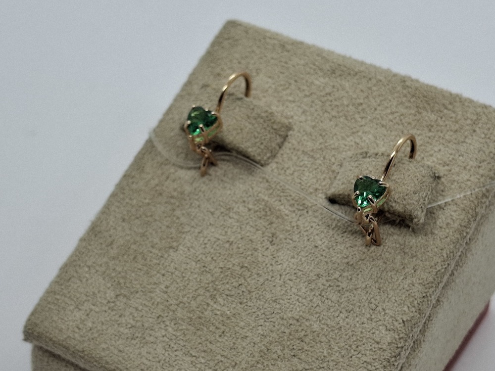 СЕРЬГИ ПЕТЕЛЬКА с камнем (Au 585)