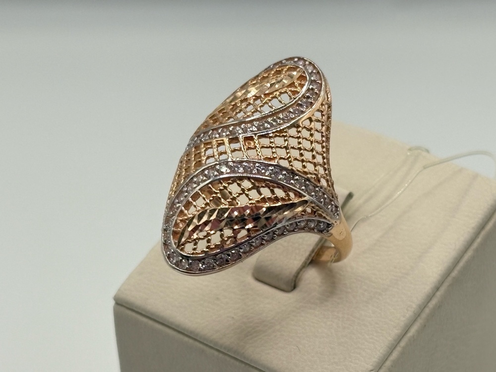 К-232_au КОЛЬЦО С КАМНЯМИ (Au 585)