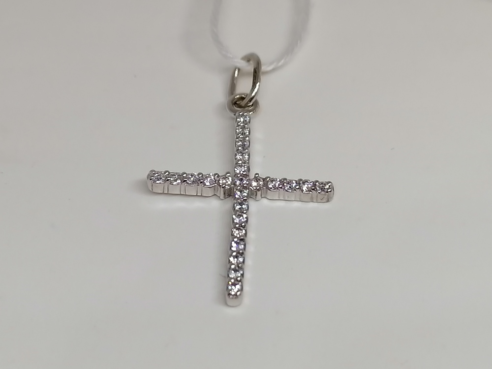 ПОДККИ585 ПОДВЕСКА КРЕСТ С КАМНЯМИ (Au 585)