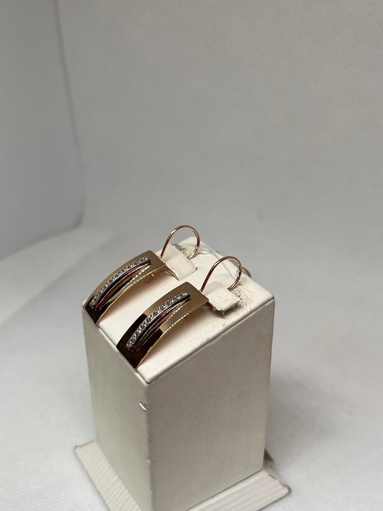 СЕРЬГИ ПЕТЕЛЬКА с камнями (Au 585)