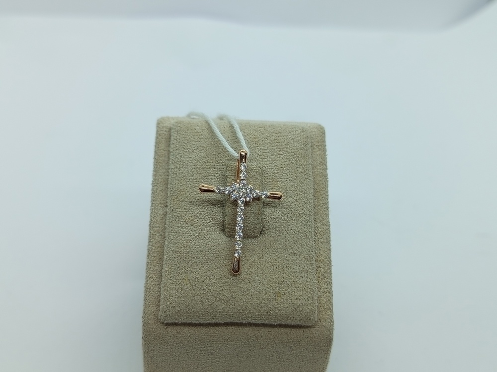 ПОДККИ585 ПОДВЕСКА КРЕСТ С КАМНЯМИ (Au 585)