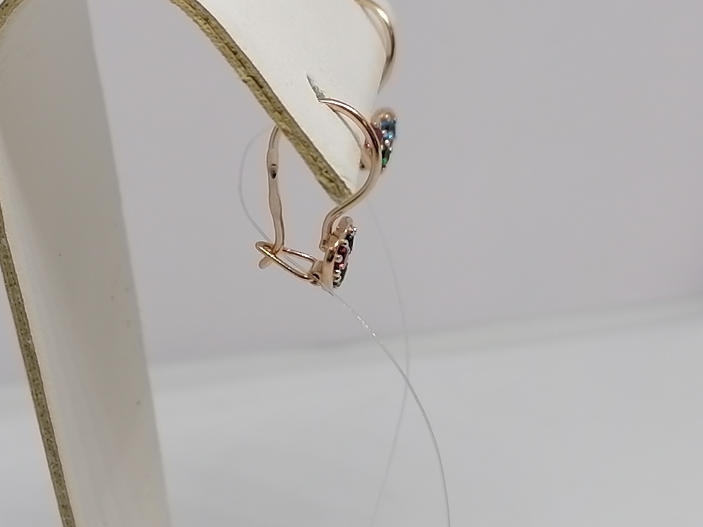 01-217747 СЕРЬГИ ПЕТЕЛЬКА с камнями (Au 585)