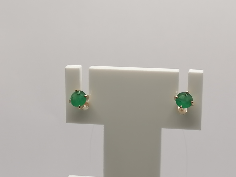 СЕРЬГИ ПУСЕТЫ изумруд (Au 585)