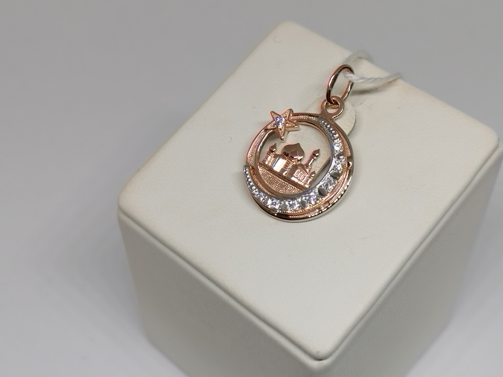 ПОДМКИ585 ПОДВЕСКА МЕЧЕТЬ С КАМНЯМИ (Au 585)