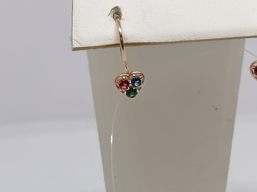 СЕРЬГИ ПЕТЕЛЬКА с камнями (Au 585)