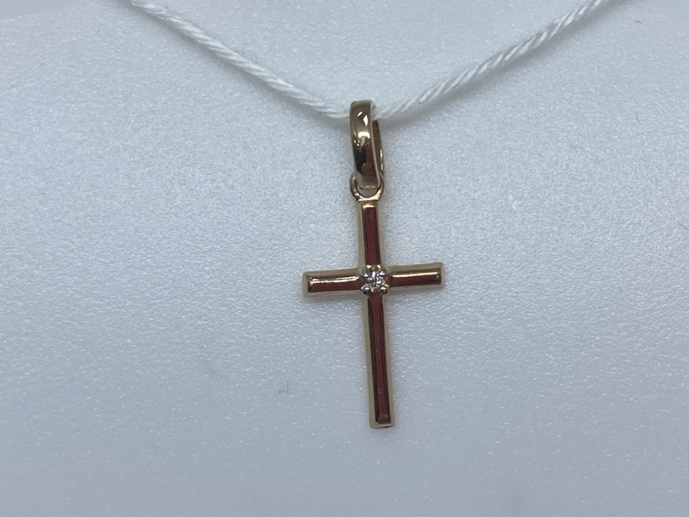 ПОДВЕСКА КРЕСТ С КАМНЕМ (Au 585)