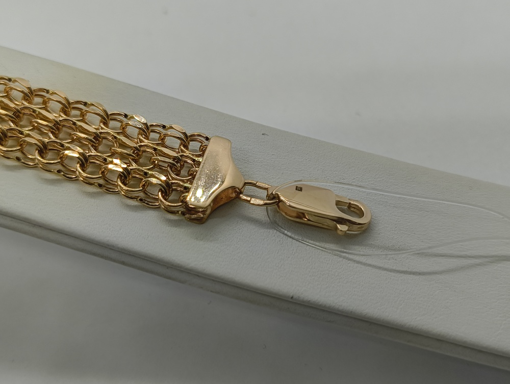 БРАСЛЕТ ПУСТОТЕЛЫЙ Бисмарк тройной (Au 585)