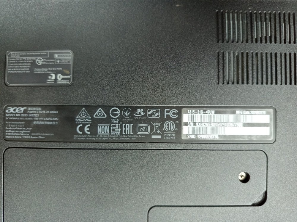 Ноутбук Acer; A4-9120, Radeon 530, 20 Гб, Нет, 120 Гб