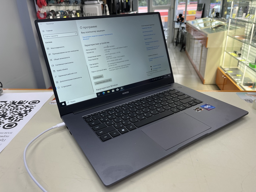 Ноутбук Honor magicbook 15 2021; Ryzen 5-5500U, HD Graphics, 16 Гб, 512 GB, Нет