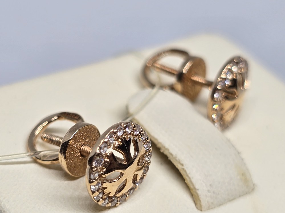 СЕРЬГИ ПУСЕТЫ с камнем (Au 585)